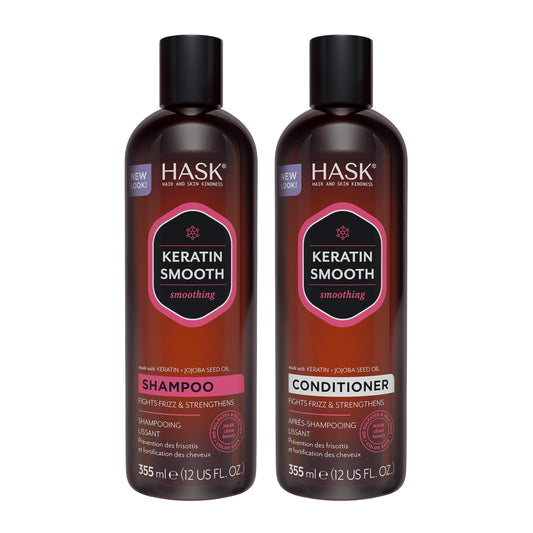 HASK Keratin Smoothing Shampoo + Conditioner Set | For All Hair Types, Sulfate-Free, Paraben-Free, Gluten-Free, Cruelty-Free, Color Safe | 12oz each Beauty & Personal Care HASK