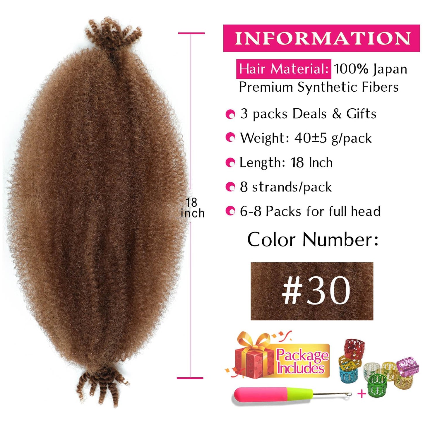 Afro Twist Hair 18 Inch 3 Packs, Springy Afro Twist Hair Pre Fluffed Spring Twist Hair Pre Separated Wrapping Hair for Soft Locs Hair Extensions (18 Beauty and Personal Care Hbegant