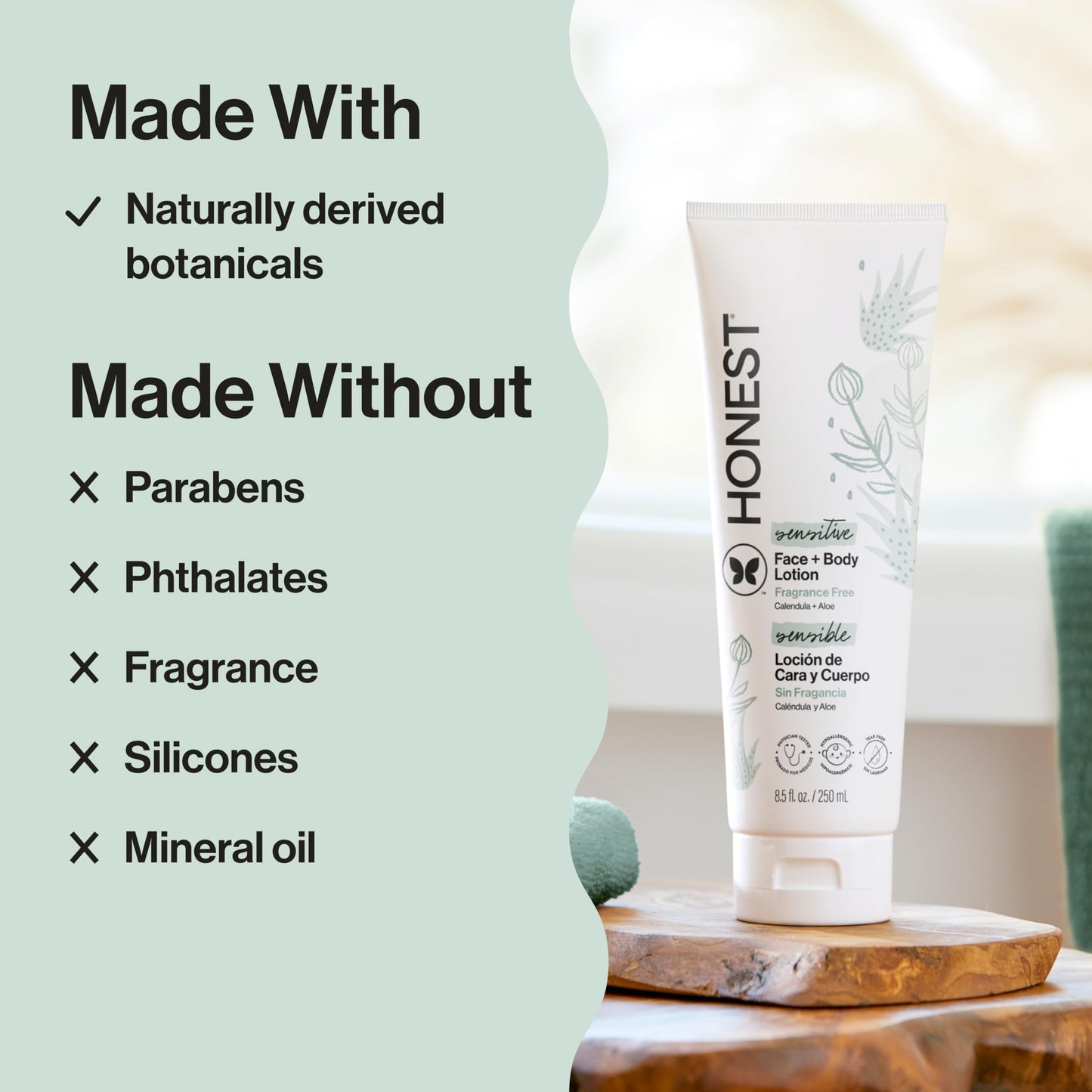The Honest Company Purely Simple Fragrance-Free Face and Body Lotion for Sensitive Skin, Fragrance Free, 8.5 Fluid Ounce