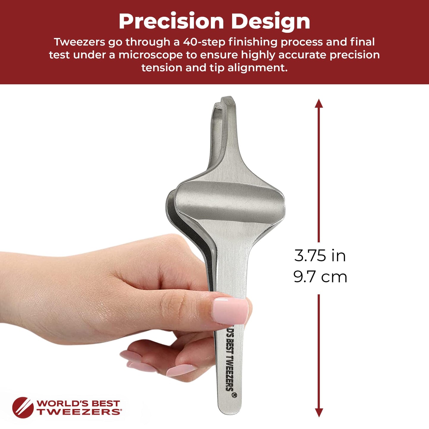 World's Best Tweezers Diamond Butterfly Tweezers - Wide Grip Slant Tip Precision Tweezers for Eyebrow, Facial & Ingrown Hair Removal - Perfectly