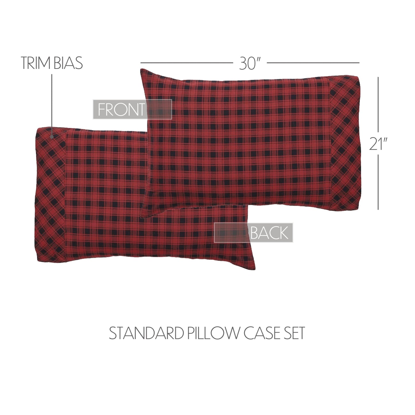 VHC Brands Rustic & Lodge Bedding-Cumberland Red, Cotton, Pillow Case Set, Standard (20 x 30 inches), Chili Pepper
