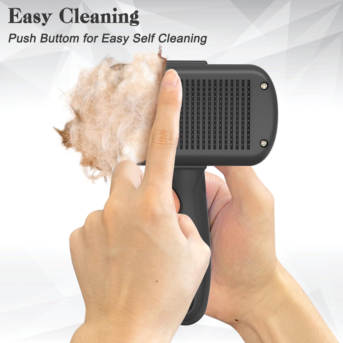 Dipoo Self-Cleaning Shedding Brush – Skin-Friendly Grooming Tool for Dogs, Cats & Puppies, Hair Removal for Long/Short Coats, Black