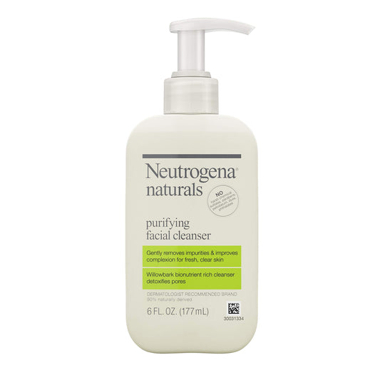 Neutrogena Naturals Purifying Daily Facial Cleanser with Natural Salicylic Acid from Willowbark Bionutrients, Hypoallergenic, Non-Comedogenic