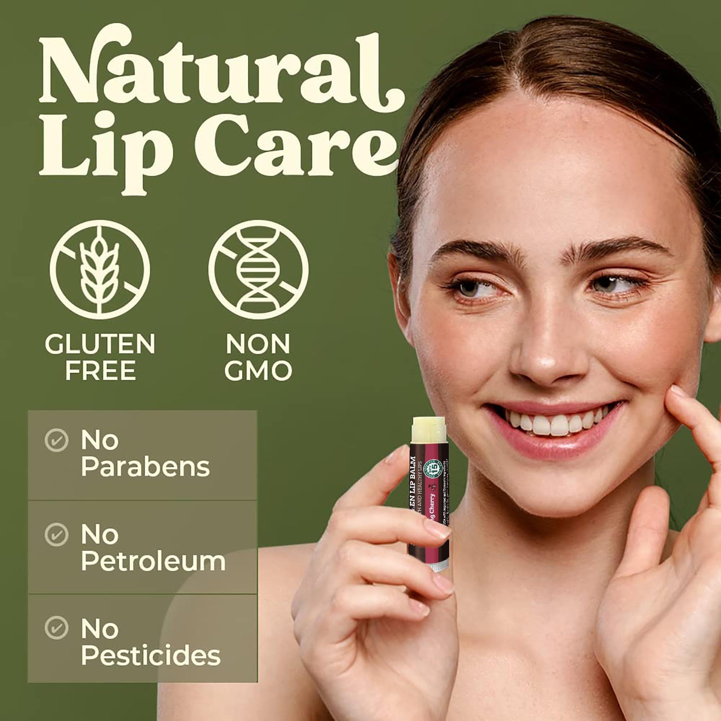 Earth's Daughter SPF Lip Balm Cherry Flavor 4-Pack Stocking Stuffers - Lip Sunscreen, SPF 15, Organic Ingredients, Beeswax, Coconut Oil, Vitamin E