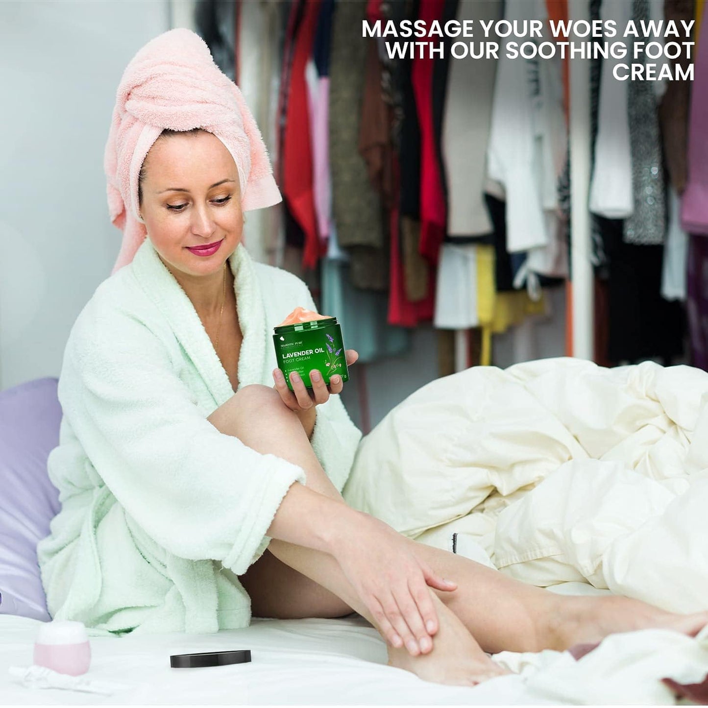 Majestic Pure Lavender Oil Foot Cream, Warming Cream - Calluses, Dry Cracked Feet, Hands, Heels, Elbow, Nails, and Knees - Softens & Moisturizes Skin