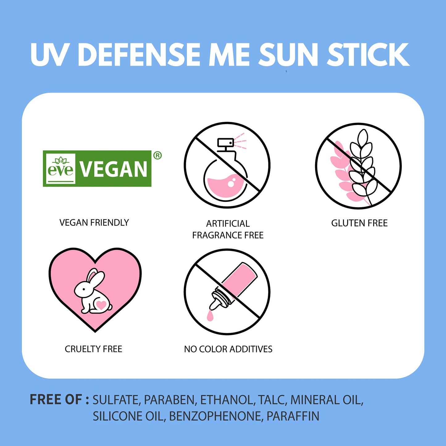 MAKEPREM UVA UVB Defense Me Calming Sun Stick Sunblock SPF 50+ PA++++ 0.7 Oz VEGAN Sensitive Oily Acne-Prone Skin Reef-Safe Mineral Sunscreen Non-Nano