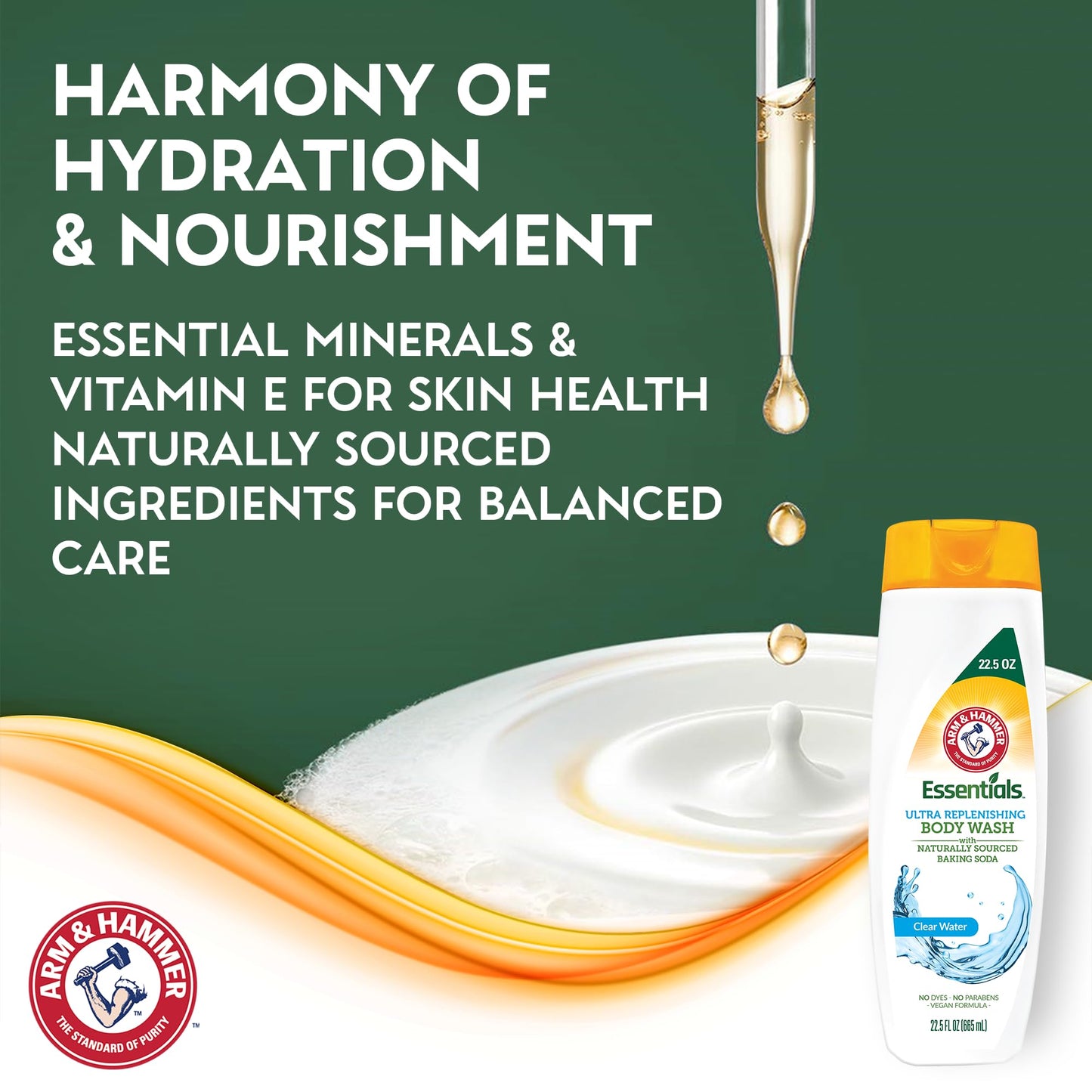 Essentials Body Wash Women Moisturizing - Clear Water 22.5oz Womens Body Wash - Non Toxic Body Wash - Shower Essentials for Women Beauty & Personal Care ARM & HAMMER