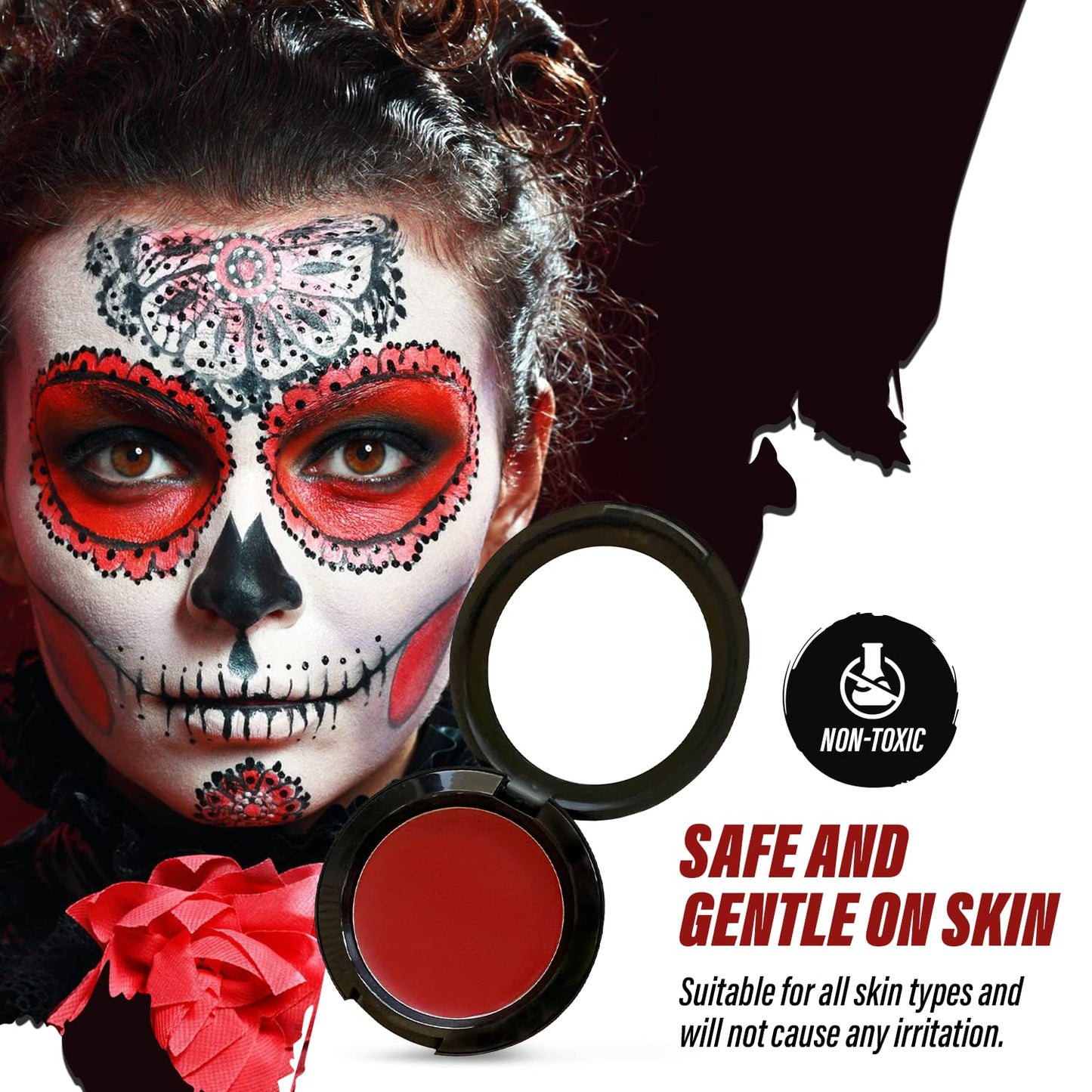 MANIC PANIC Vampire's Kiss Red Face & Body Paint for Halloween Costumes - Cream Halloween Makeup for Costumes & Cosplay - Smooth, Blendable & Full