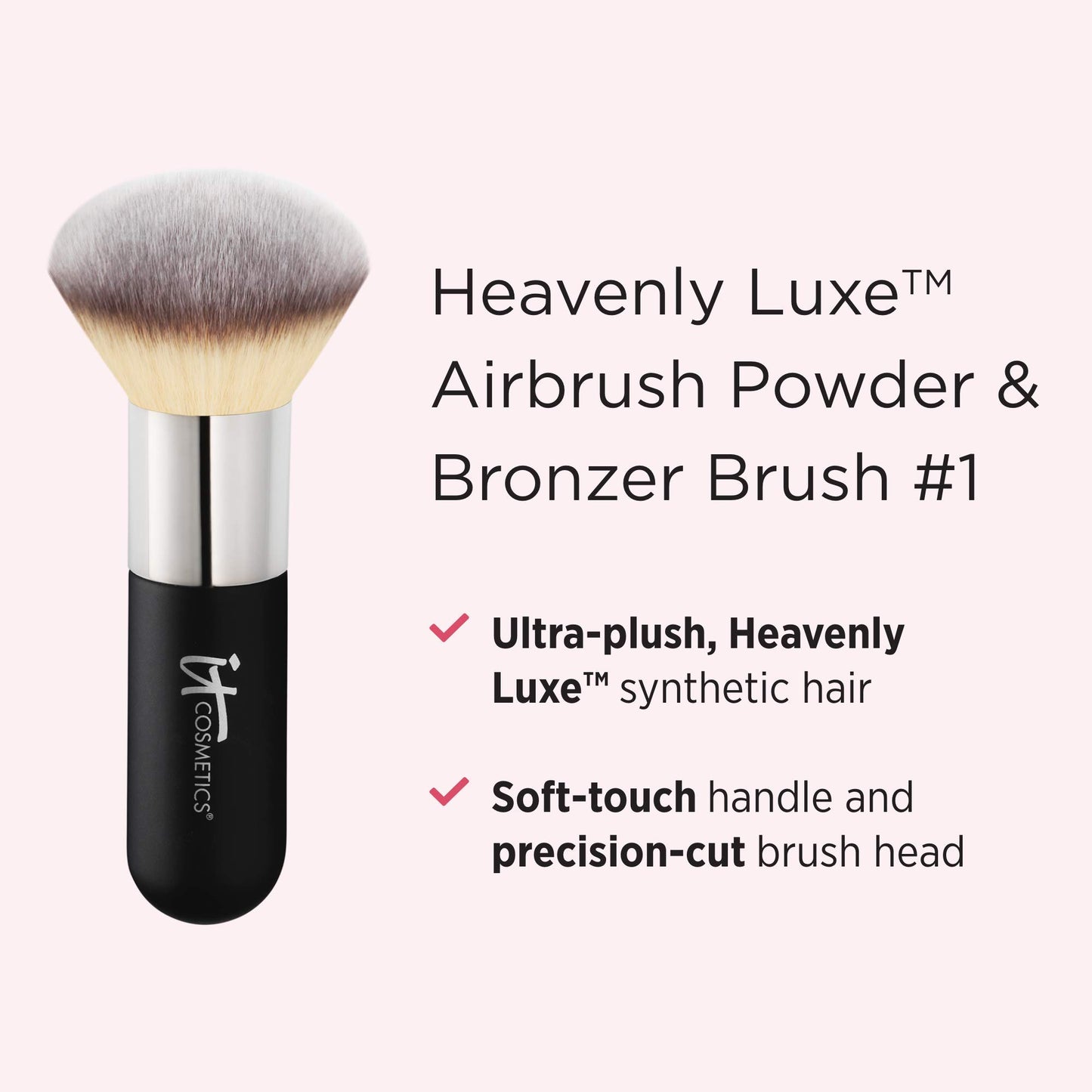 IT Cosmetics Heavenly Luxe Airbrush Powder & Bronzer Brush #1 - For a Smooth, Even, Airbrushed Finish - Jumbo Handle for Easy Application - Soft
