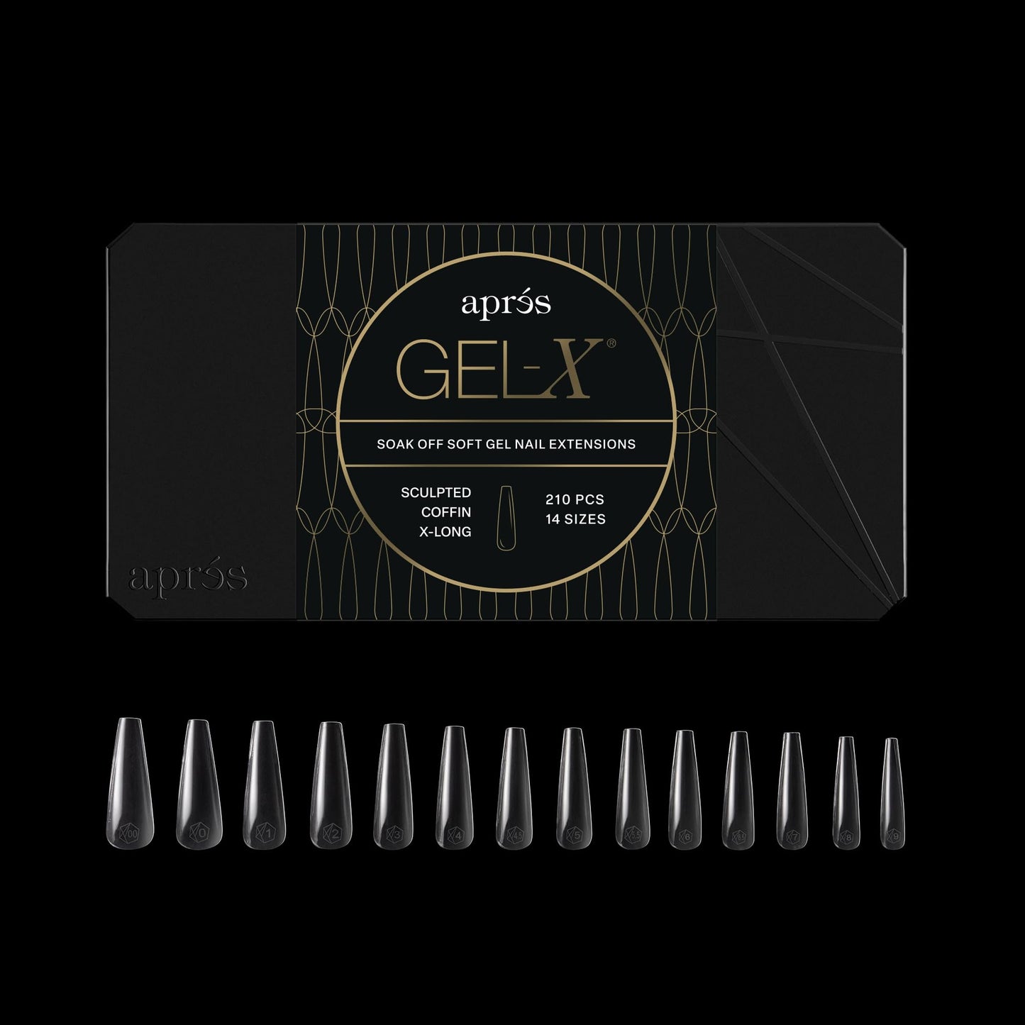 Apres Gel-X® Coffin Box of Nail Tips | 280 Gel-X Tips, Soft Tips, 14 Sizes 00-9 | Half-sizes Included (Sculpted Coffin Extra Long Box, 280 Count) Beauty & Personal Care APRÉS