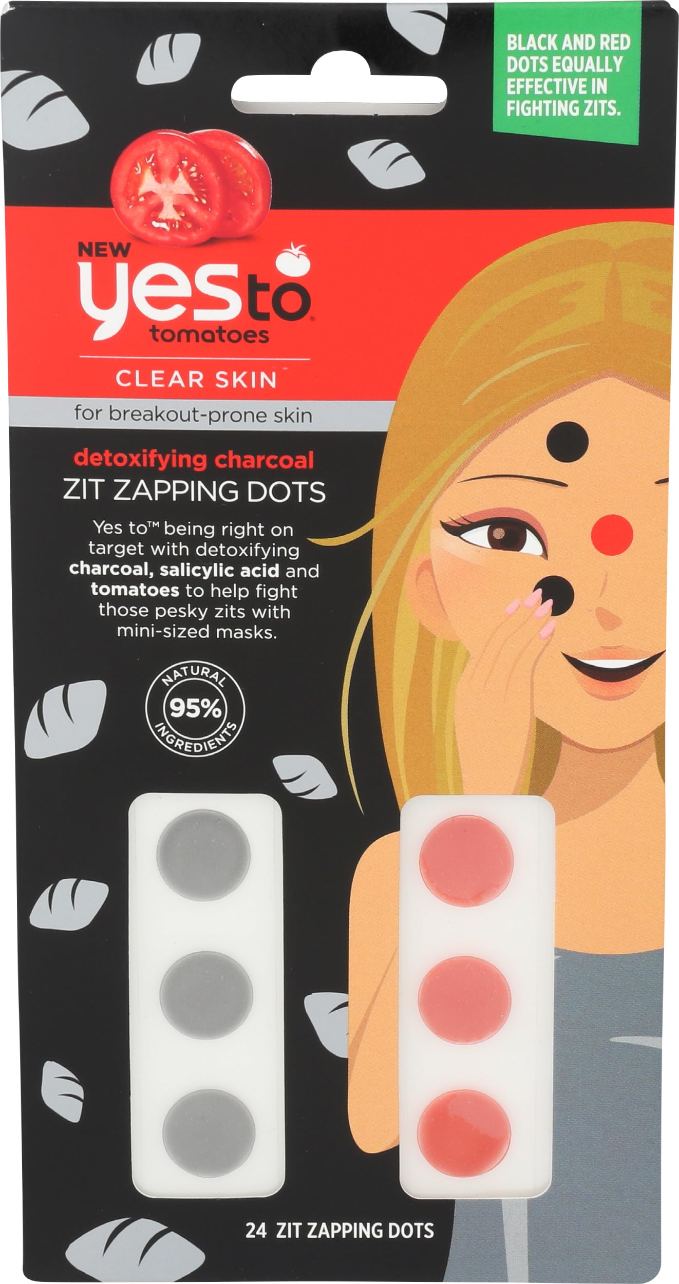Yes To Detoxifying Charcoal Zit Zapping Dots, 24 Zit Zapping Dots, Paraben Free, Cruelty Free, 1 Count (Pack of 6)