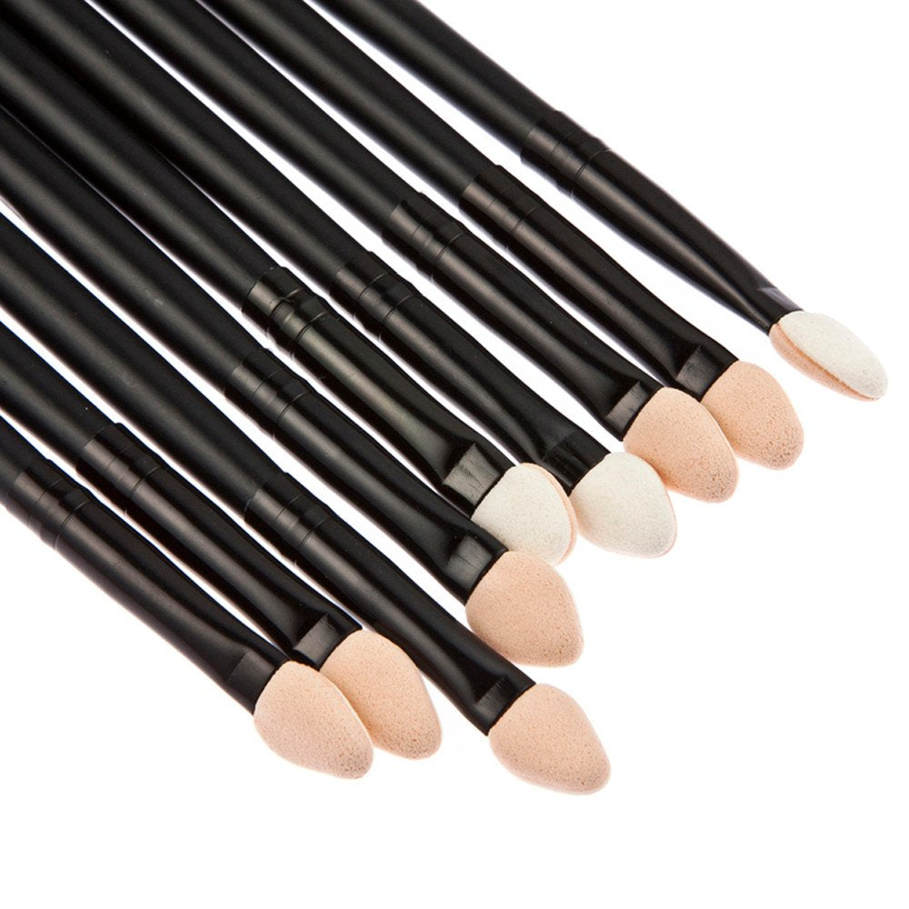 Coobbar 10Pcs Black Double-headed Sponge Eyeshadow Brush With Nose Shadow Brush
