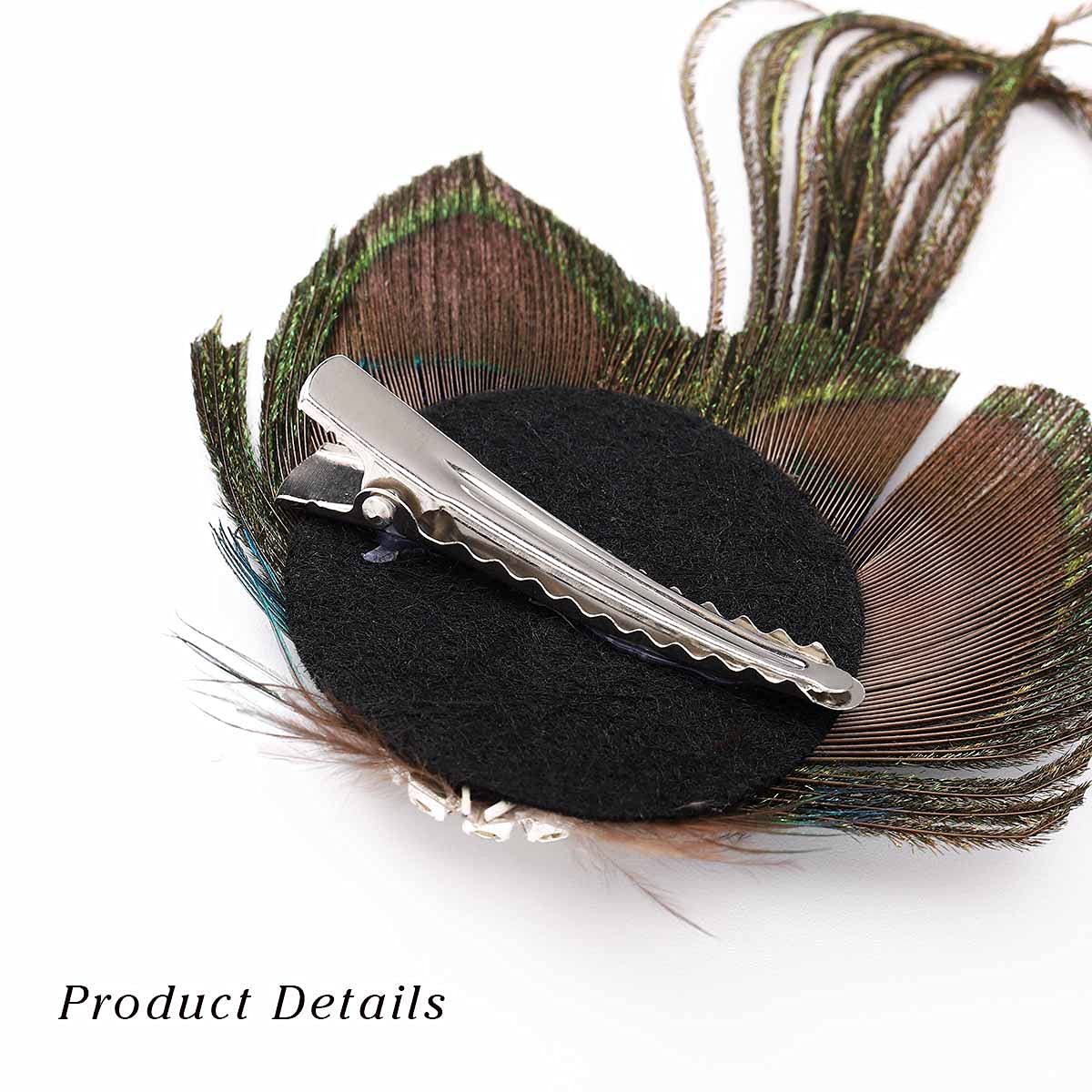 Acenail Boho Peacock Crystal Hair Accessory - Feather Hair Clips and Barrettes for Women and Girls