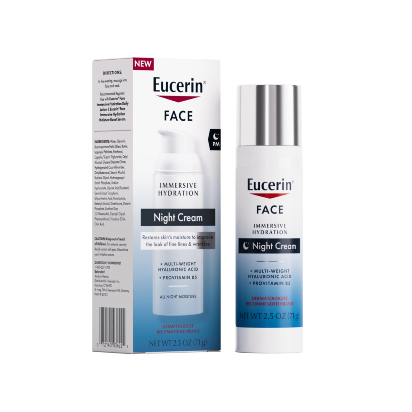 Eucerin Face Immersive Hydration Night Cream with Hyaluronic Acid and Provitamin B5, Ultra-Lightweight Face Moisturizer Smooths Fines Lines
