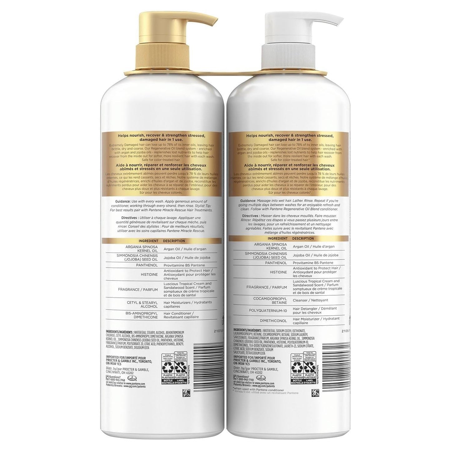 Pantene Pro-V Miracles Extreme Damage Care Shampoo & Conditioner, 30 Fl Oz, 2 Ct
