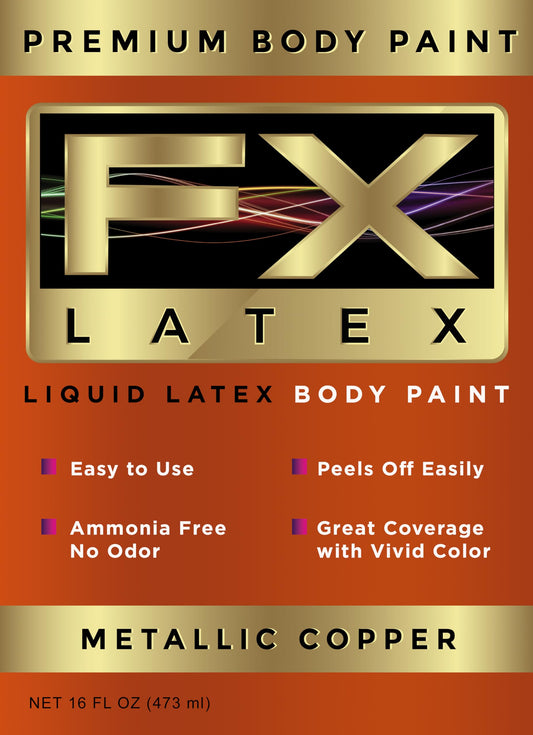 Liquid Latex - Face and Body Paint, Ammonia Free, Easy On and Off, Cosplay Makeup, Create Professional Monster, Zombie Arts 16 Oz (Metallic Copper)