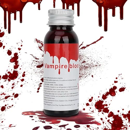 Halloween Fake Blood Washable, Realistic Effects Fake Blood for Scar Wound and Clothes,Easy Dry Flow Fake Blood for Eyes Drips Nose Bleeds