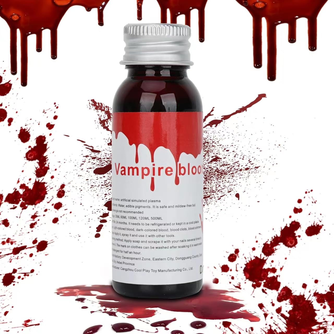 Halloween Fake Blood Washable, Realistic Effects Fake Blood for Scar Wound and Clothes,Easy Dry Flow Fake Blood for Eyes Drips Nose Bleeds