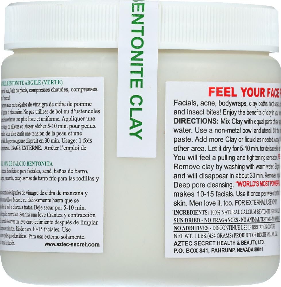Aztec Secret Indian Healing Clay, Deep Pore Cleansing, Facial & Body Mask - The Original 100% Natural Calcium Bentonite Clay, 1 Pound - 3 Pack