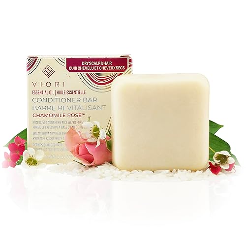 Viori Chamomile Rose Essential Oil Conditioner Bar Made with Rice Water - Handcrafted All Natural Organic Conditioner