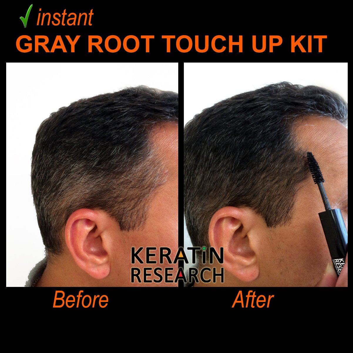 Gray Away Instant Hair Root Touch up and Concealer 7ml Dual Brush DARK BROWN Color