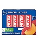 NIVEA Peach Lip Care, Tinted Lip Balm Pack with Shea Butter, Nourishing Oils and Vitamin C & E, 3-in-1 Moisture, Repair and Color, 0.17 Oz Stick, Pack