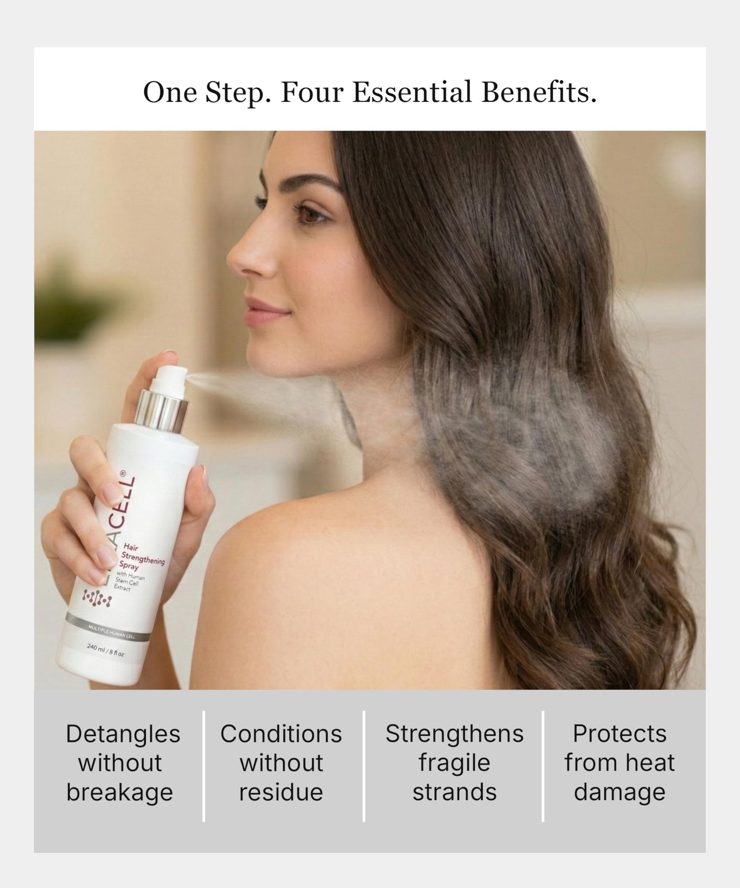 Keracell Hair Strengthening Spray Enriched with MHCsc Stem Cell Media, Pro Vitamin B5, Minerals, and Amino Acids, Conditioning and Moisturizing