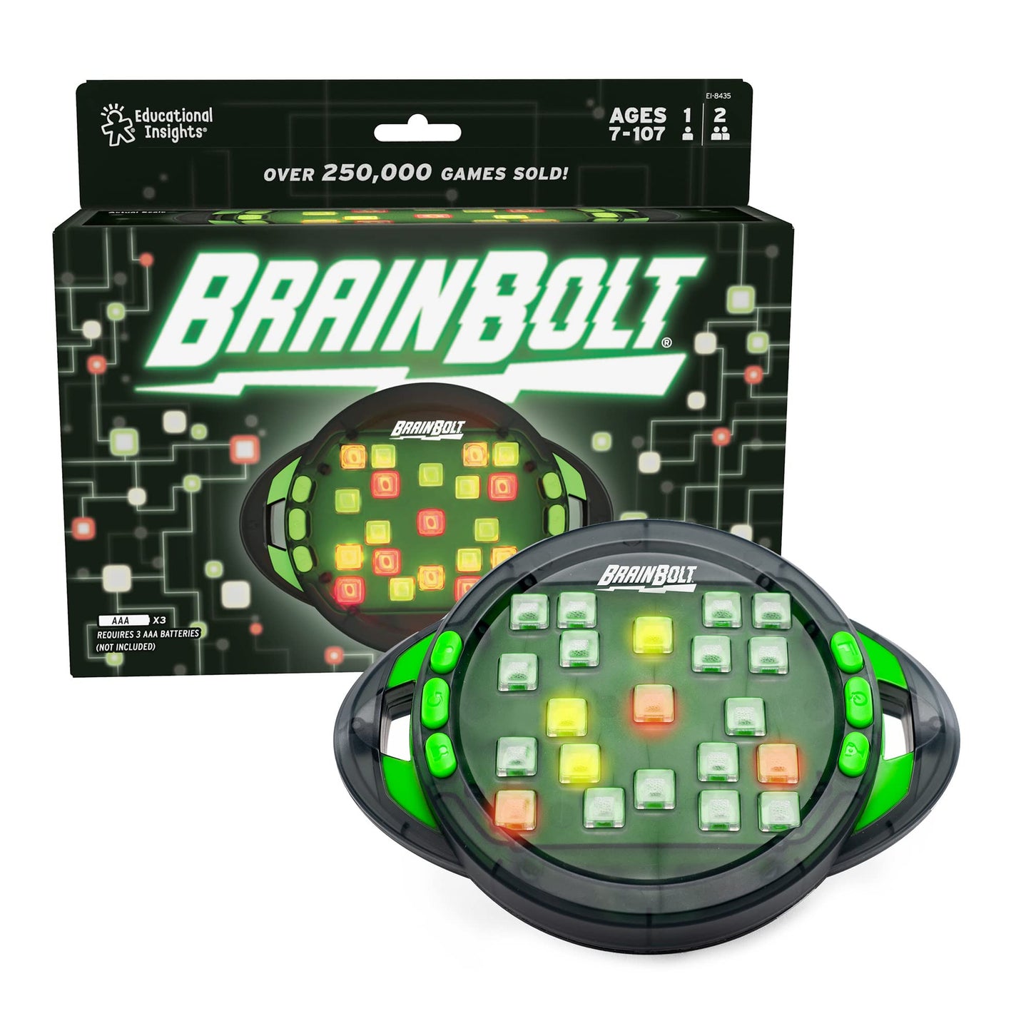Educational Insights BrainBolt – Handheld Memory Game with Light & Sound, Single-Player Brain Teasers for Kids, Teens & Adults, Ages 7+