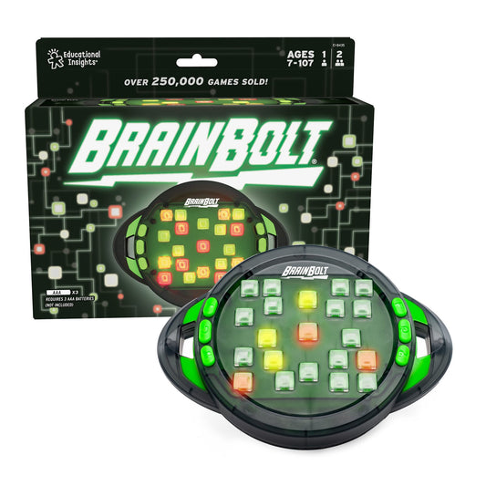 Educational Insights BrainBolt – Handheld Memory Game with Light & Sound, Single-Player Brain Teasers for Kids, Teens & Adults, Ages 7+