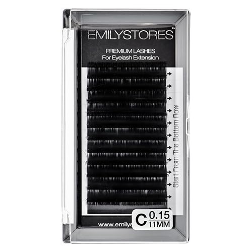 EMILYSTORES Eyelash Extensions 0.15mm Thickness C Curl 11mm Length Individual Volume Natural Eyelashes For Lash Extensions(0.15,C,11mm)