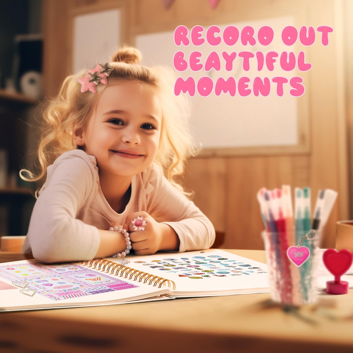 Girls DIY Diary 54-Pc Set – Stationery & Craft Kit with Stickers, Daily Supplies, Fun Gift for Ages 6–13, Birthday or Holiday Present