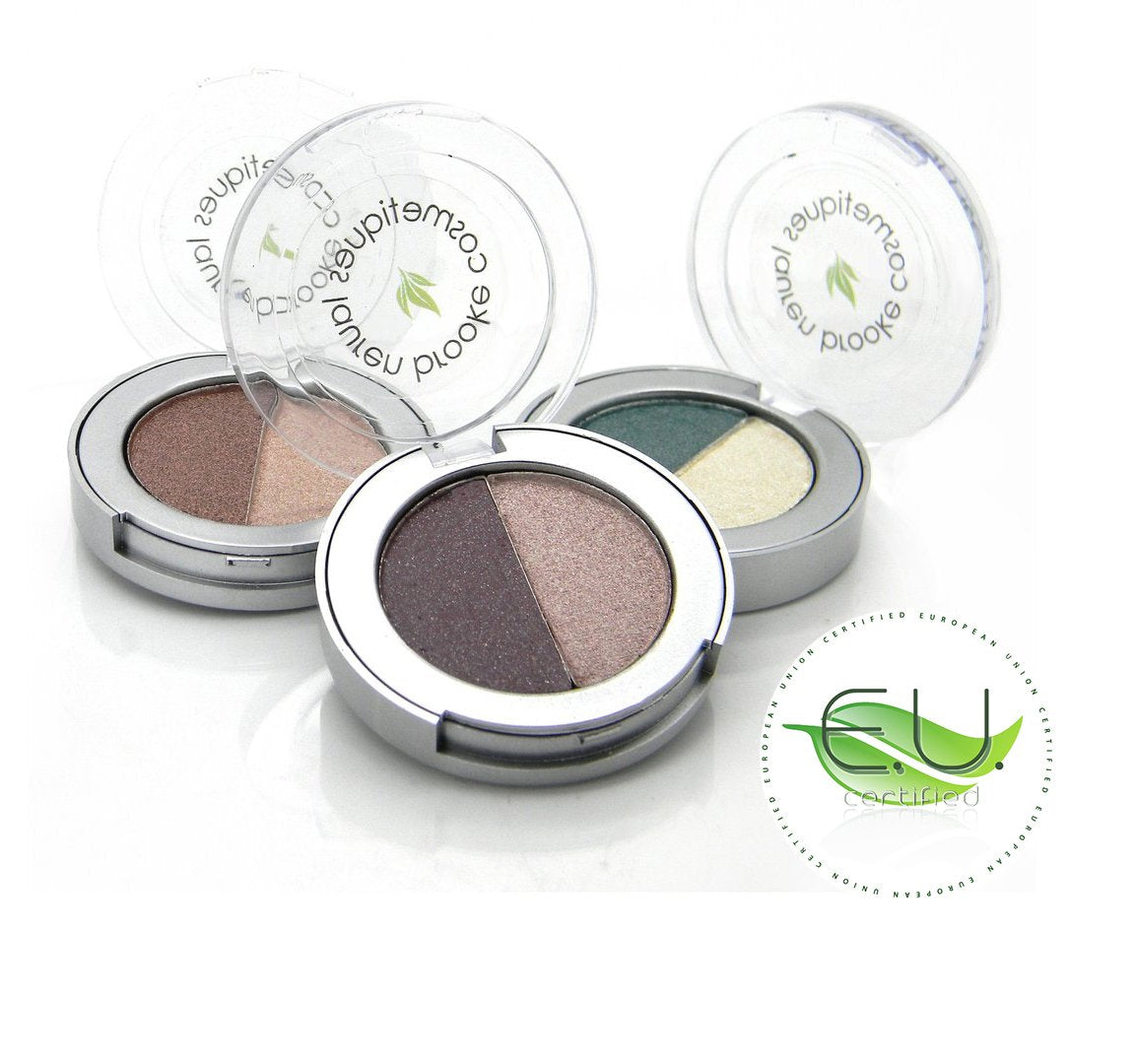 Lauren Brooke Cosmetiques Pressed Eyeshadow Duo, Natural, Organic Makeup (Taupe/Tahiti)