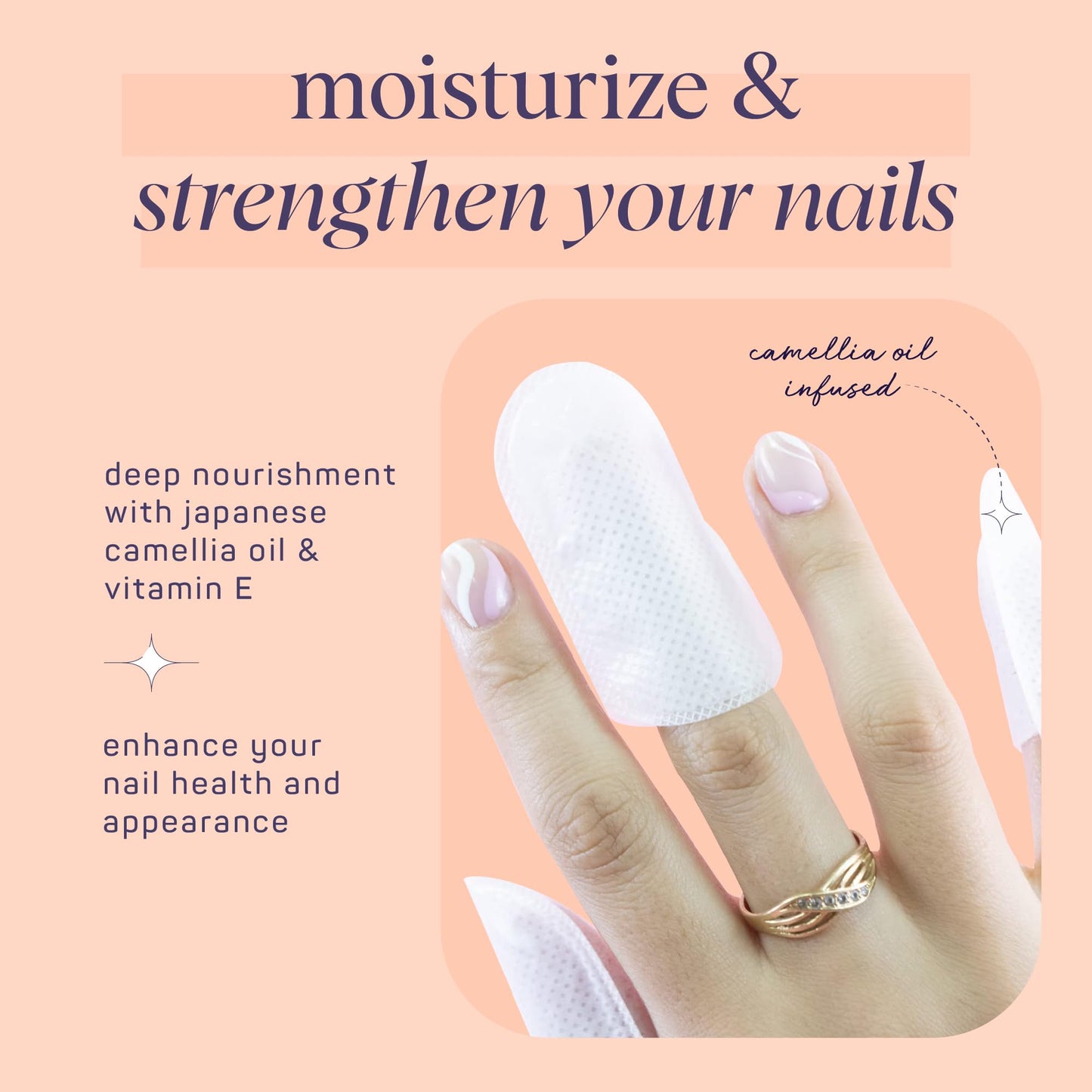 SpaLife Japanese Camellia Oil & Vitamin E Nail Cuticle Wrap 6-Pack (60 Count) - Moisturizing Nail Masks, Dermatologist Recommended, Hydrating Cuticle