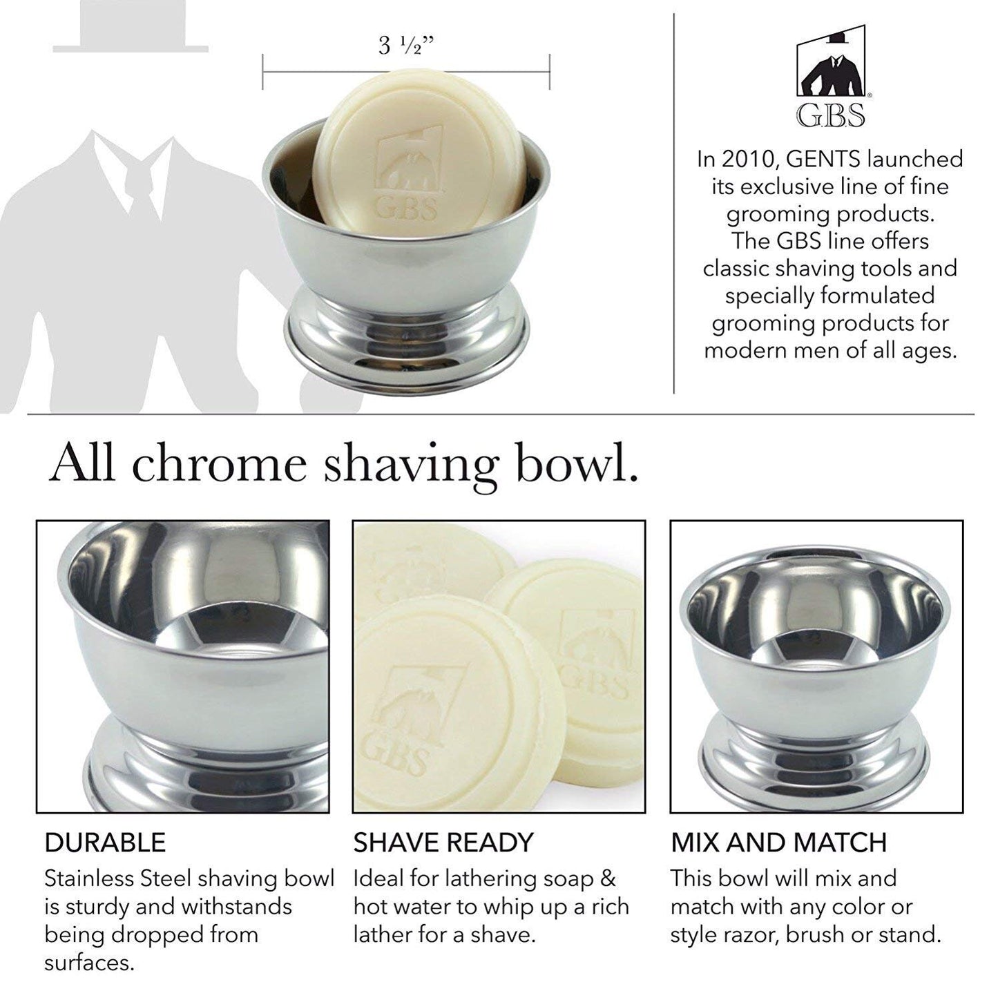 G.B.S Men's Grooming Set-Triple Blade Razor with Stainless Steel Handle, Badger Shave Brush with Stainless Steel Brush & Razor Stand, Chrome Shaving Beauty and Personal Care G.B.S