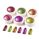BISHENGYF 6 Box Chrome Nail Powder, Chrome Effect Nail Powder Set, Shiny Nail Glitter Powder with Magic Mirror Effect for Nail Art Design