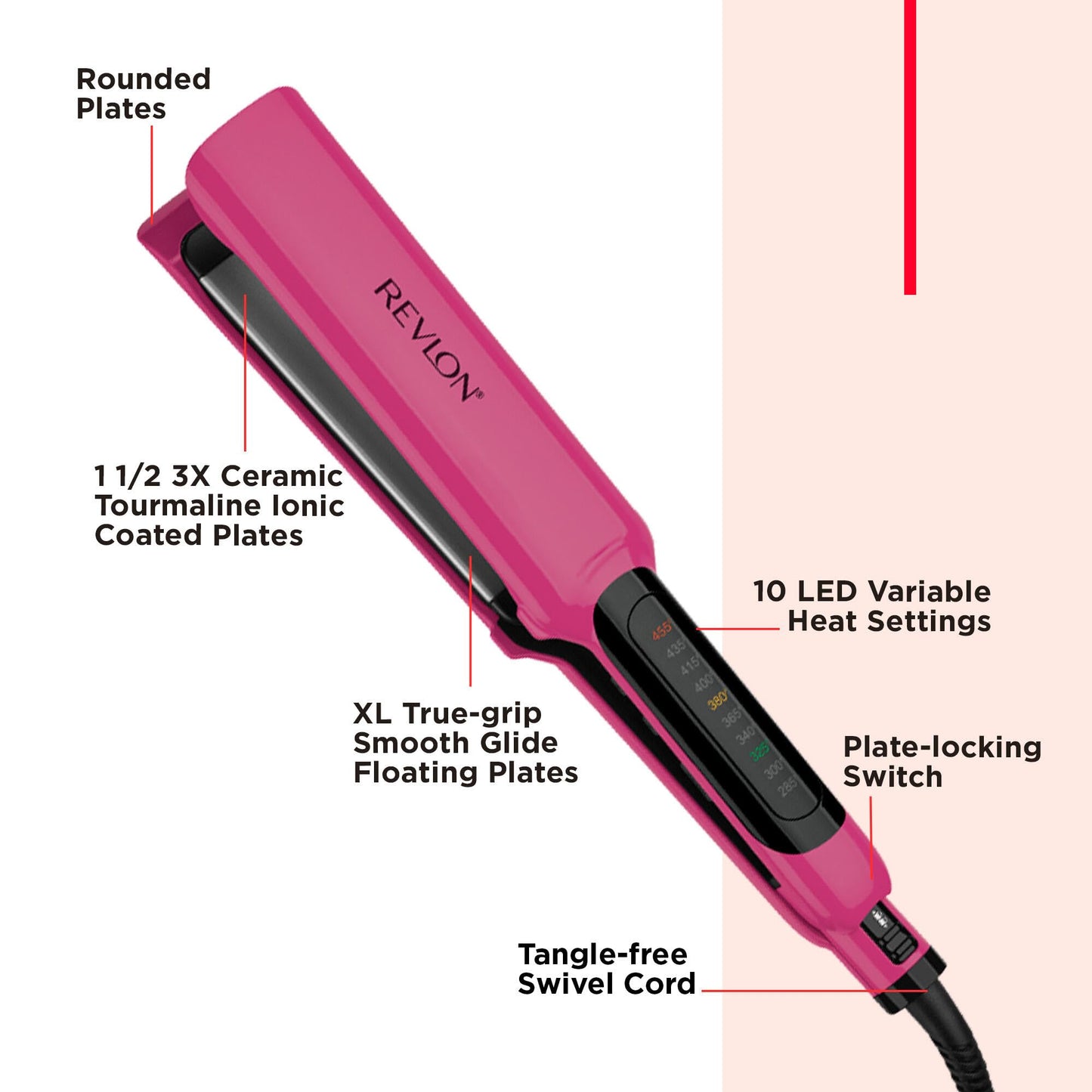 REVLON Smooth Brilliance Ceramic Extra Long Flat Iron, 1-1/2" inch