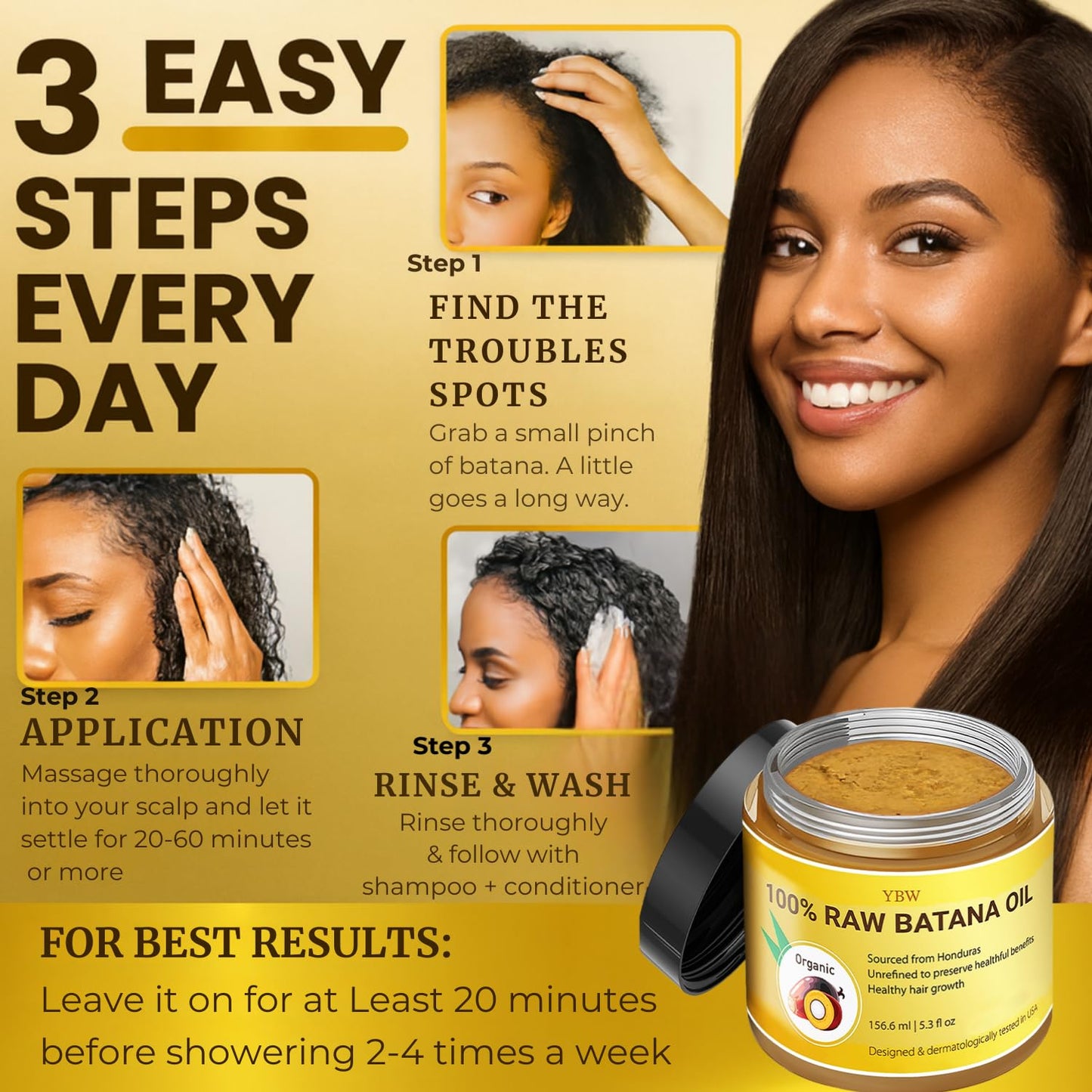 Raw Batana Oil for Hair Growth by Dr. Sebi Organic Raw Honduras Oil - 100% Pure & Natural Botana Paste for Thicker, Stronger Hair for Men and Women