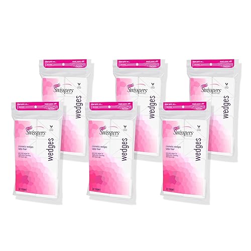Swisspers Premium Cosmetic Wedges, Latex-Free Makeup Wedge, 32 per Package, 6 Packs (Total Count 192)