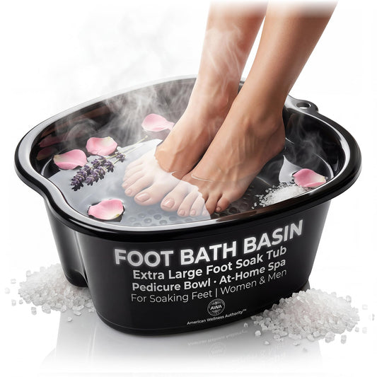 American Wellness Authority AWA Extra Large foot bath basin - Sturdy plastic soak tub For Soaking feet and Pedicure At Home Spa Kit Women Men (Grey Beauty and Personal Care American Wellness Authority Default Title