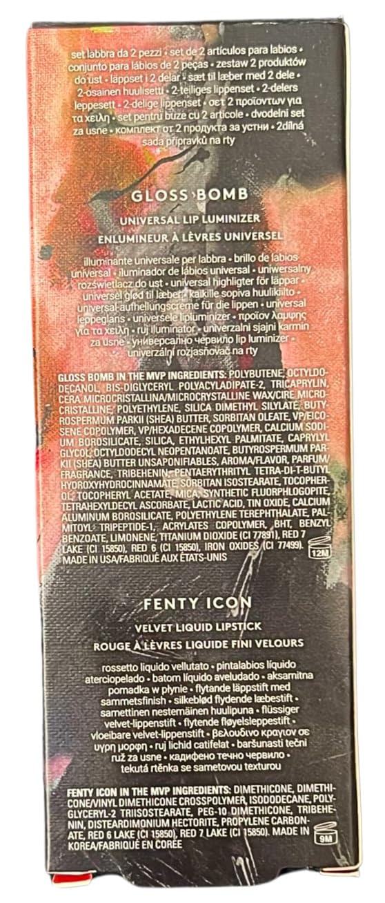 FENTY BEAUTY Paint It Red 2-Piece Lip Kit - Gloss Bomb Luminizer and Fenty Icon Velvet Liquid Lipstick