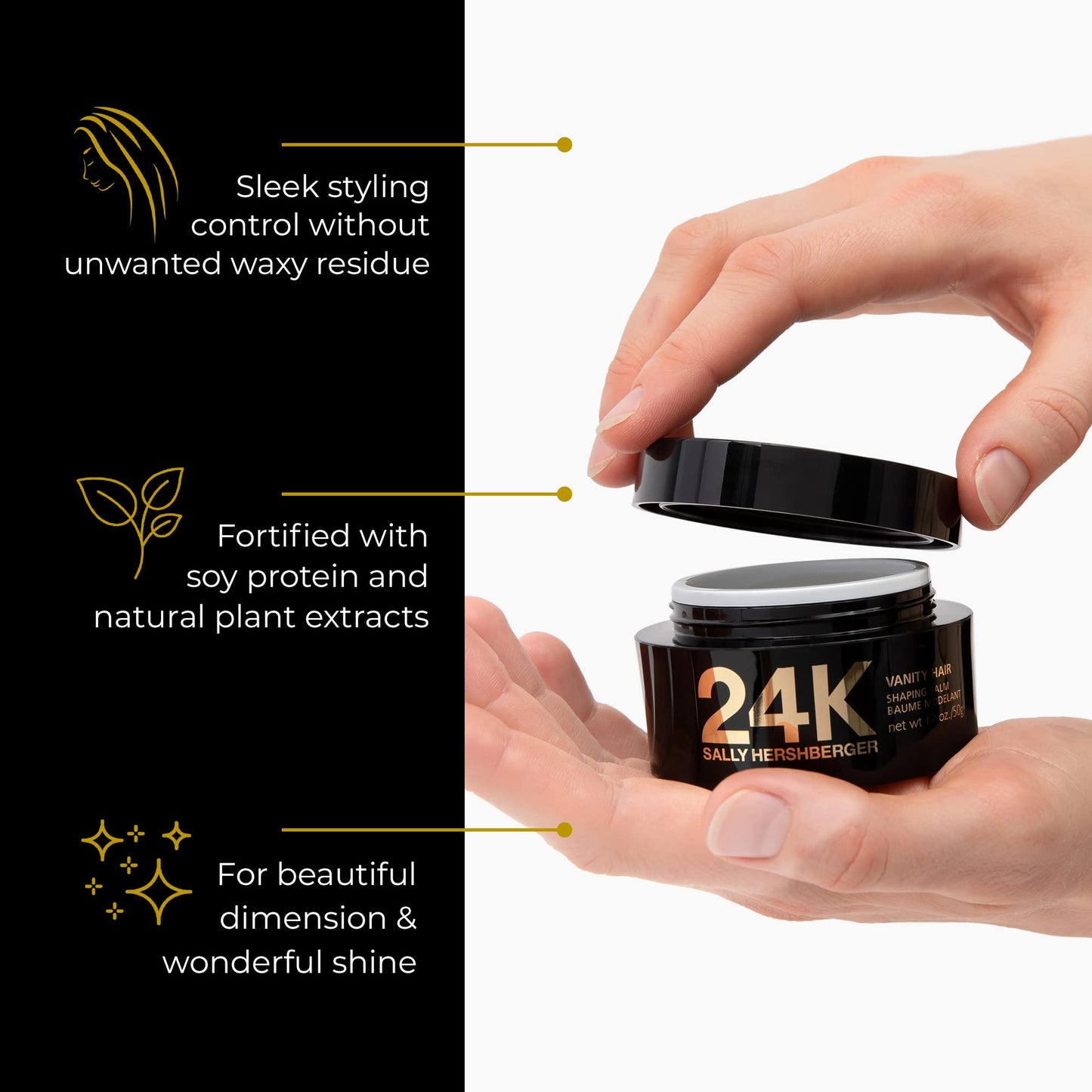SALLY HERSHBERGER 24K Vanity Hair Shaping Balm - Smoothing, Buildup-Free Texturizing Balm For Sleek Shine - Infused With Soy Protein For A Soft