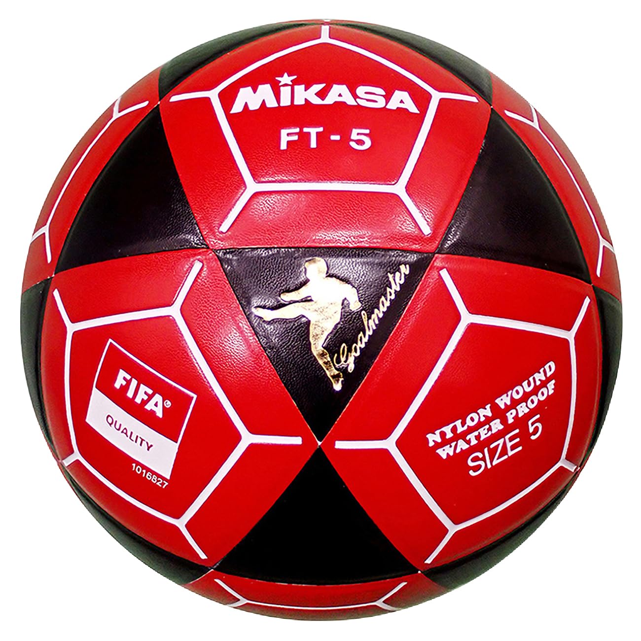 Mikasa FT5A-BKR-W Goal Master Soccer Ball, Black/Red, Size 5(FIFA Quality/Footvolleyball)