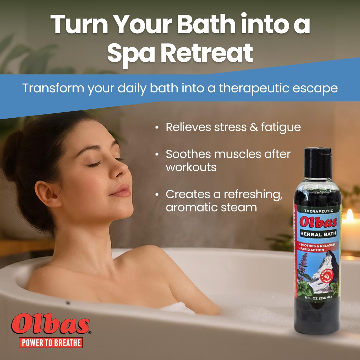 Olbas Herbal Bath 1 Pack, 8 fl oz (236 ml) Sore Muscle Bath Soak & Natural Muscle Relaxer Bath, Each Aromatic Swiss Formula with Essential Oils Beauty and Personal Care Olbas