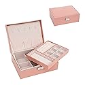 ZUZOOQ Jewelry Organizer Box for Women Girls, 2 Layers Large Storage Case, PU Leather Display Holder for Earrings Rings Necklace Bracelets, Children…