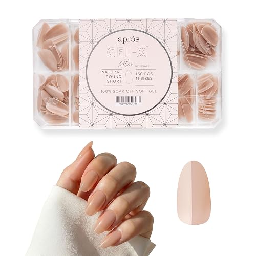 Apres Neutrals Gel-X Alex Box Of Nail Tips, 11 Sizes 00-9, Soft Gel Nail Tip Box, Nail Extensions (150pcs) (Natural Round Short, 150pcs) Beauty & Personal Care APRÉS