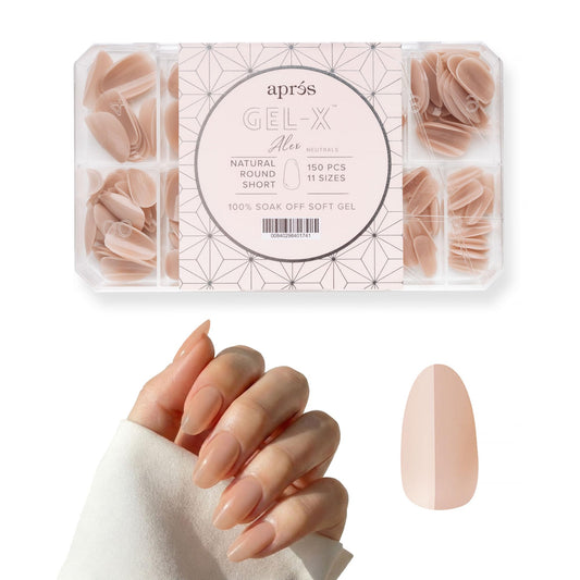 Apres Neutrals Gel-X Alex Box Of Nail Tips, 11 Sizes 00-9, Soft Gel Nail Tip Box, Nail Extensions (150pcs) (Natural Round Short, 150pcs) Beauty & Personal Care APRÉS