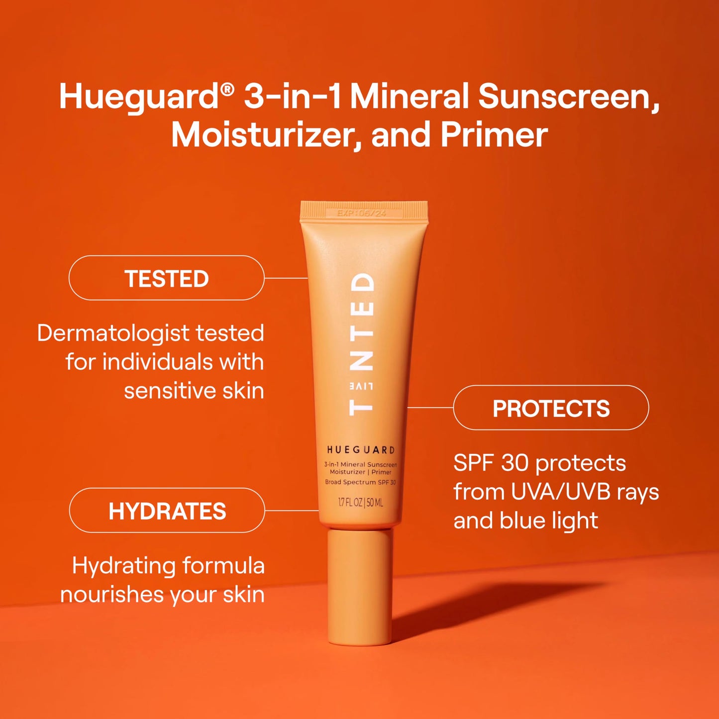 Live Tinted Hueguard® 3-in-1 Mineral Sunscreen, Moisturizer, & Primer for Face and Body - Hydrate and Protect the Skin Year Round