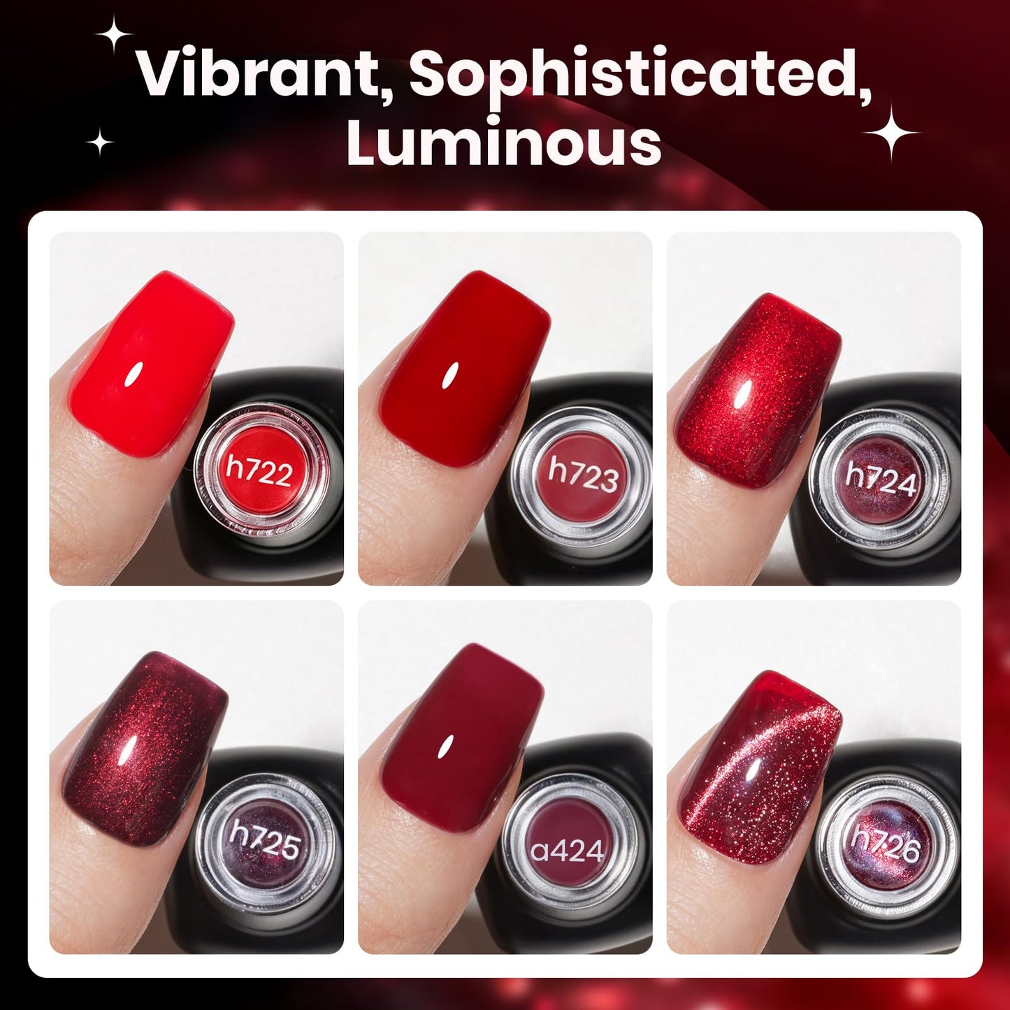 Beetles Red Gel Nail Polish Set - 6 Colors Burgundy Wine Red Shimmer Gel Polish Kit with Magnet, Party Evening Gala Rouge Velvet Sparkle Soak Off UV Beauty and Personal Care beetles Gel Polish