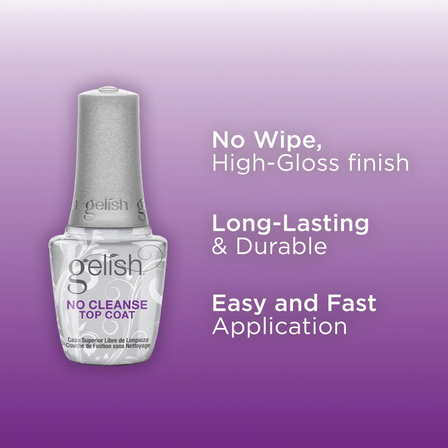 Gelish No-Cleanse No Wipe UV/LED Gel Nail Polish Top Coat Sealer, 15mL Beauty & Personal Care Gelish