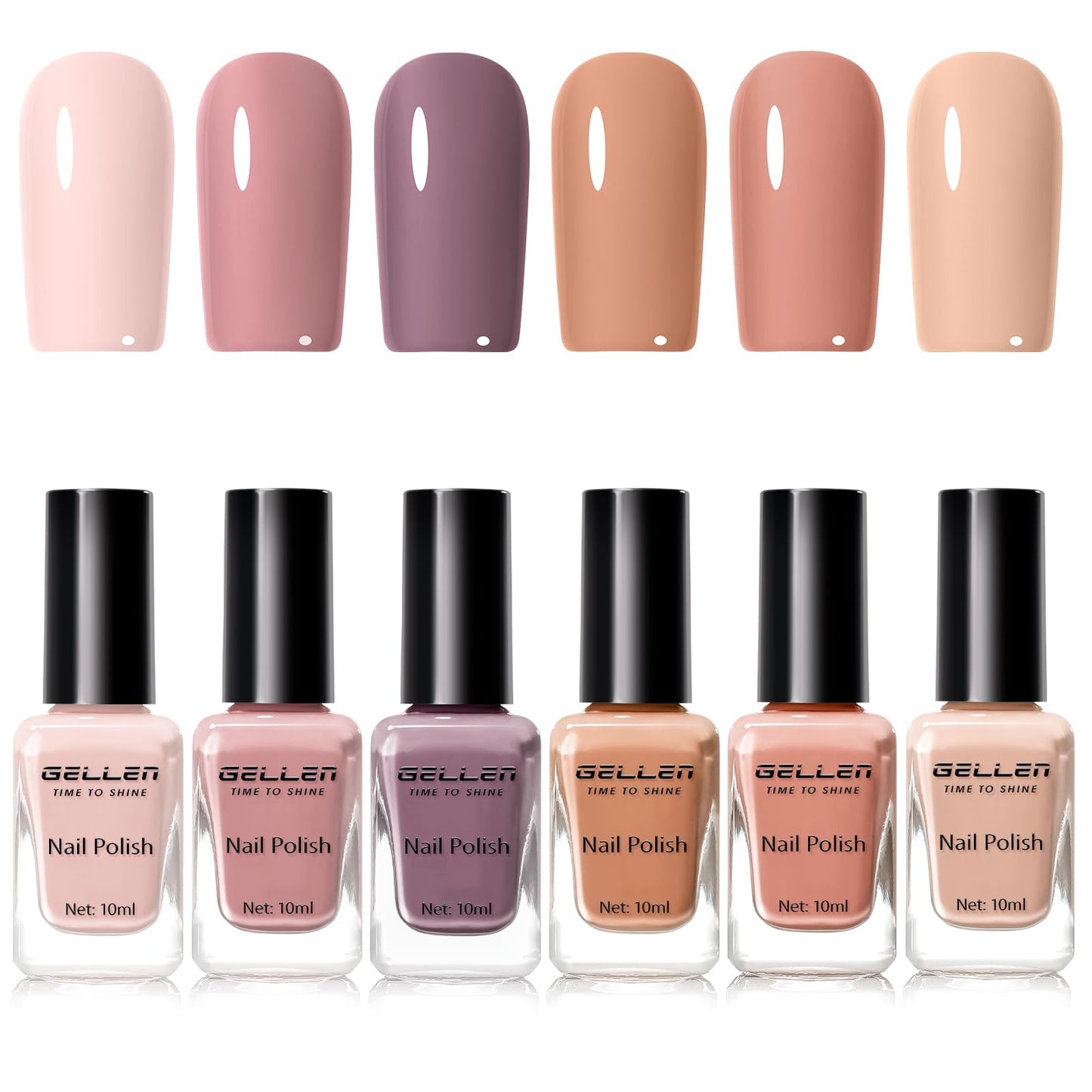 GELLEN Nail Polish Neutral Earth Tones, Nude Dusty Rose Fall Winter Air Dry Regular Nail Polish 6-color Set for Finger Toe Nails Home Salon All Beauty and Personal Care GELLEN Default Title